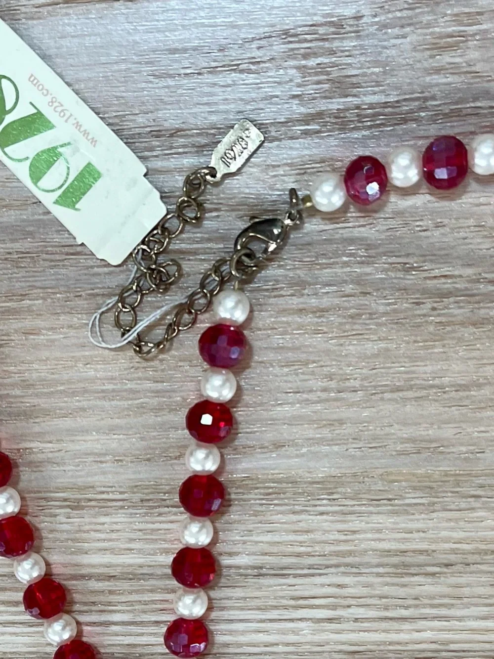 1928 Red & Pearl Beaded Necklace Sets/Crystal & pearl Necklace and Bracelet set